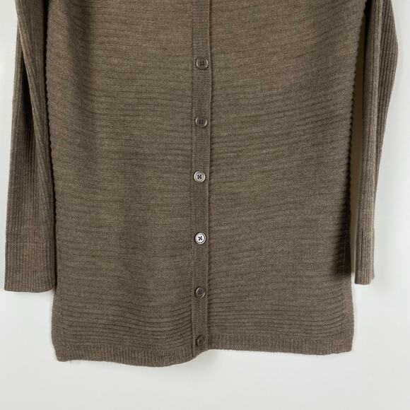 Tahari Merino Wool Blend Button Back Ribbed Sweater Chocolate Brown Womens Sz XS - Picture 10 of 12